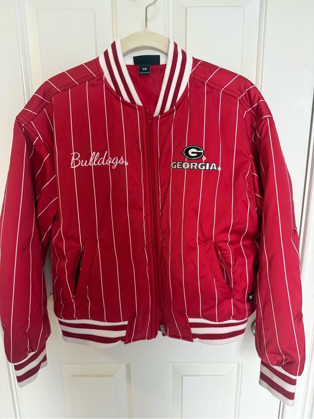 Bulldogs Red Striped Kids Puffer Jacket